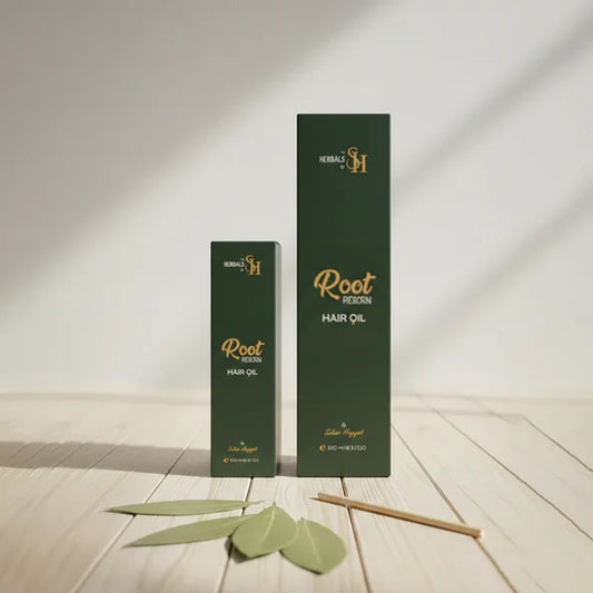 Root Reborn Hair Oil Duo (300ml & 150ml) Herbals by SH premium packaging boxes.